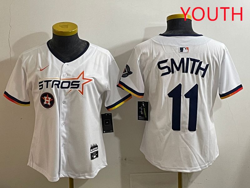 Youth Houston Astros #11 Smith White three generations Joint Name Nike 2025 MLB Jersey style 11